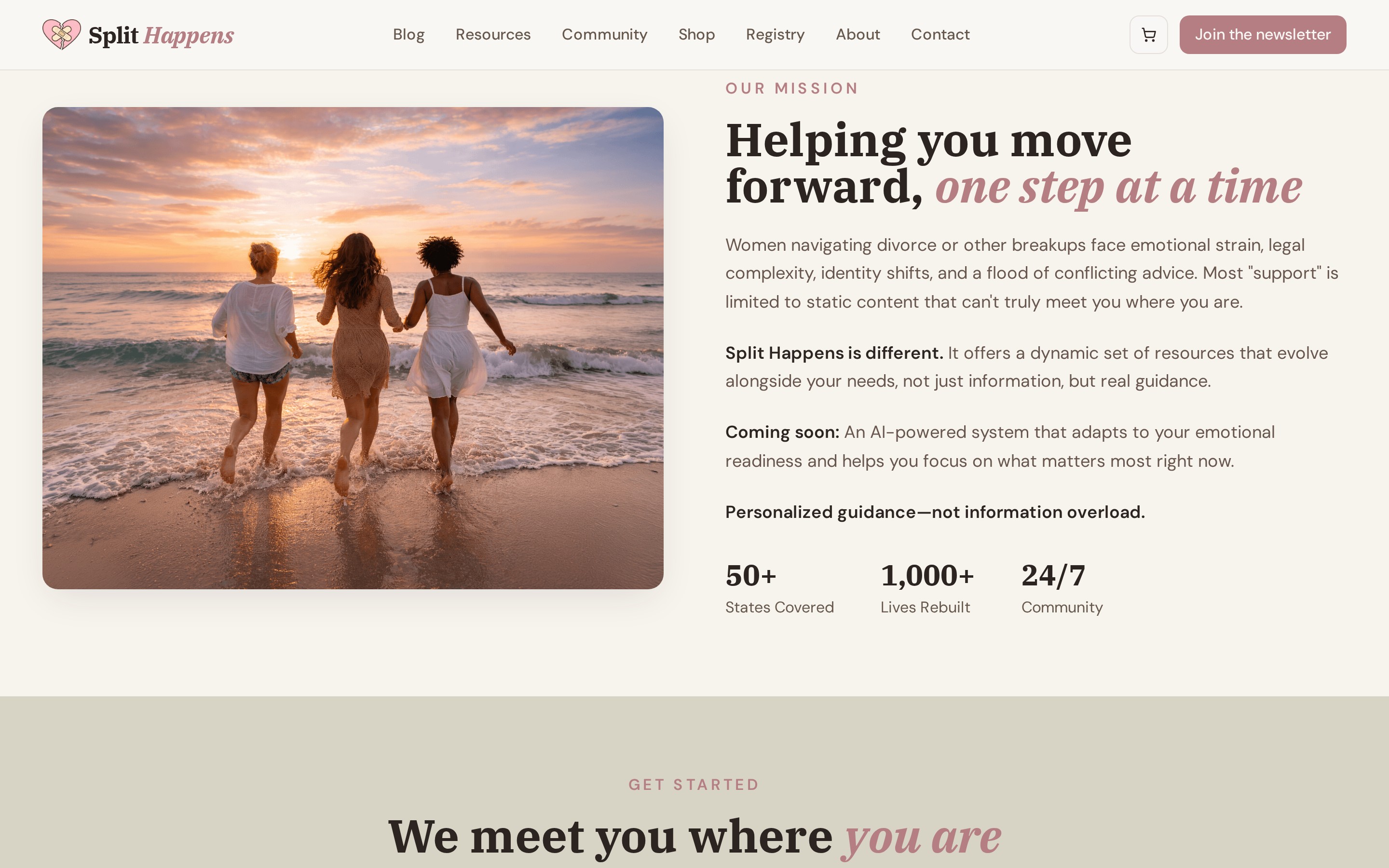 Homepage of the Split Happens community website