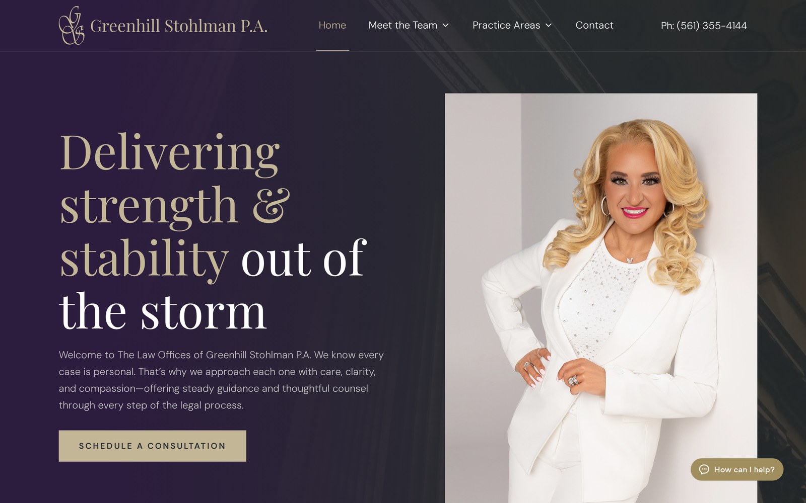 Homepage of the Greenhill Stohlman law firm website